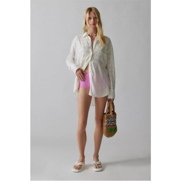 Urban Outfitters Tops - Urban Outfitters Carter White Eyelet Oversized Button down Shirt M